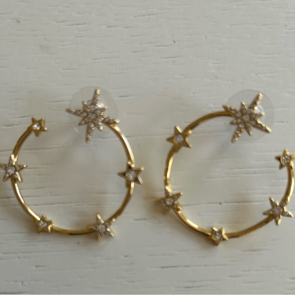Gold Star Hoop Earrings